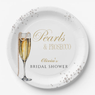 Pearls and Prosecco Bridal Shower, Bridal Brunch Paper Plates