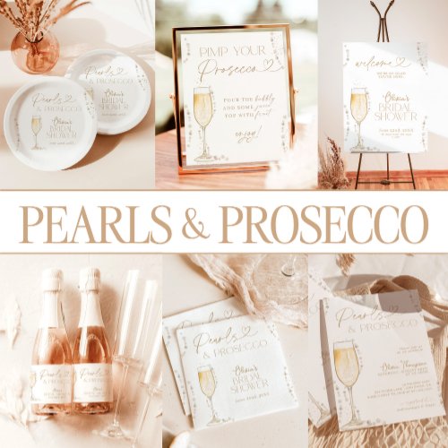 Pearls and Prosecco Bridal Shower  Bridal Brunch Sparkling Wine Label