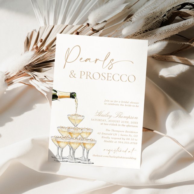 Pearls and Prosecco Bridal Shower, Brunch & Bubbly Invitation (Creator Uploaded)