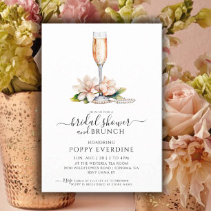Pearls And Prosecco Bridal Shower Brunch Invitation