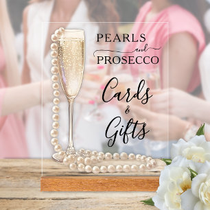 Pearls and Prosecco Bridal Shower Cards & Gifts Acrylic Sign