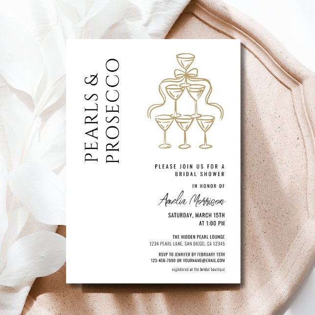 Pearls and Prosecco Bridal Shower Champagne  Invitation (Creator Uploaded)