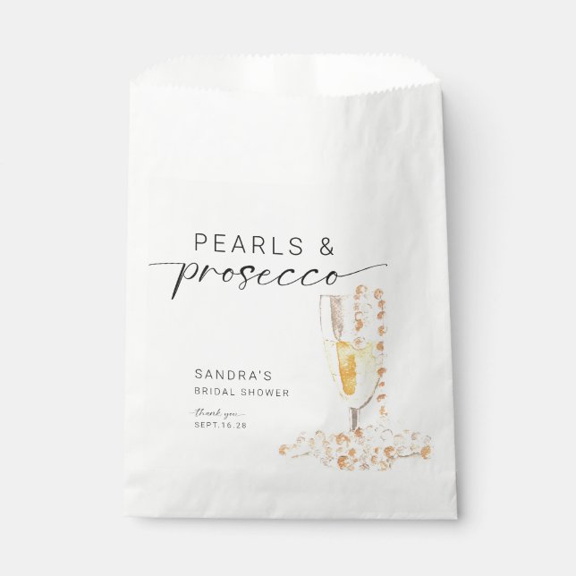 Pearls and Prosecco Bridal Shower Custom Elegant Favor Bag (Front)