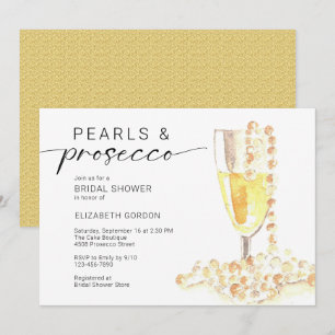 Pearls and Prosecco Bridal Shower Custom Minimal  Invitation