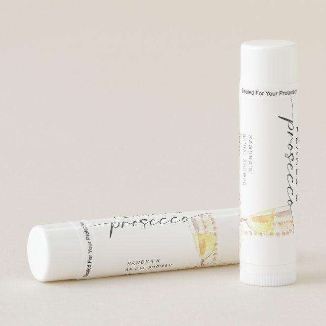 Pearls and Prosecco Bridal Shower Custom Minimal  Lip Balm (Front)