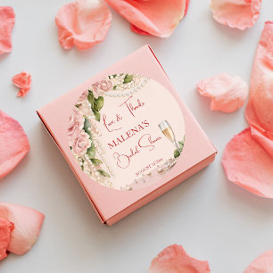 Pearls and prosecco bridal shower elegant favor classic round sticker