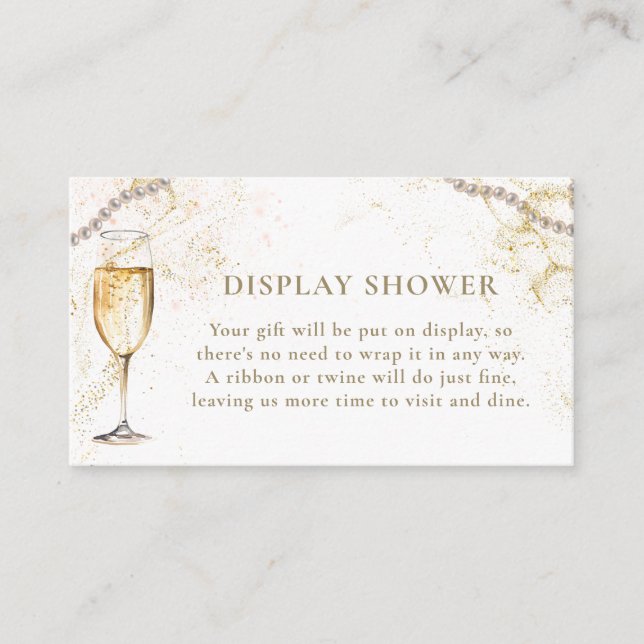 Pearls and Prosecco Bridal Shower Enclosure Card (Front)