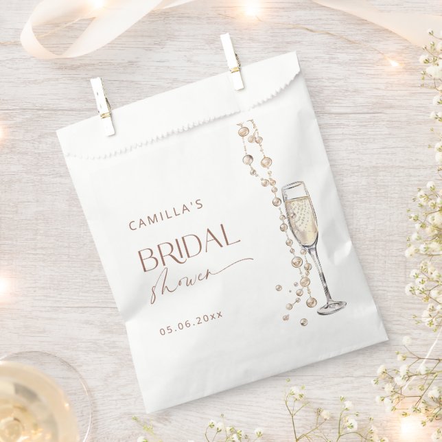 Pearls And Prosecco Bridal Shower Favor Bag (Clipped)