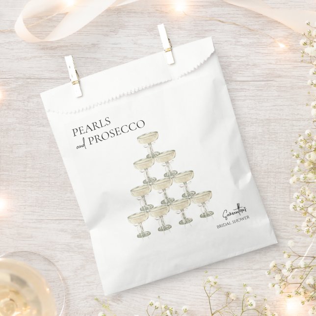 Pearls and Prosecco Bridal Shower  Favor Bag (Clipped)