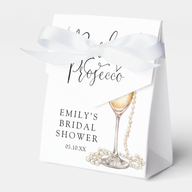 Pearls And Prosecco Bridal Shower Favor Boxes (Front Side)