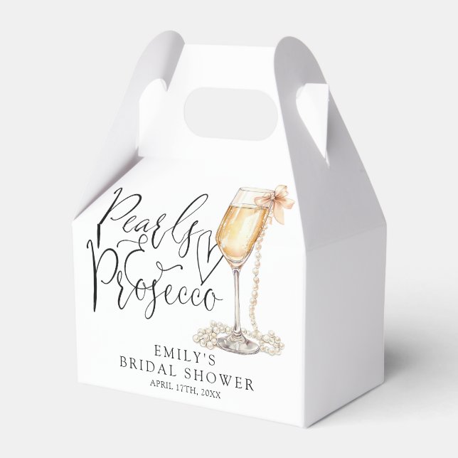 Pearls And Prosecco Bridal Shower Favor Boxes (Front Side)