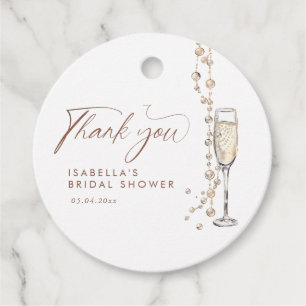 Pearls And Prosecco Bridal Shower Favor Tags