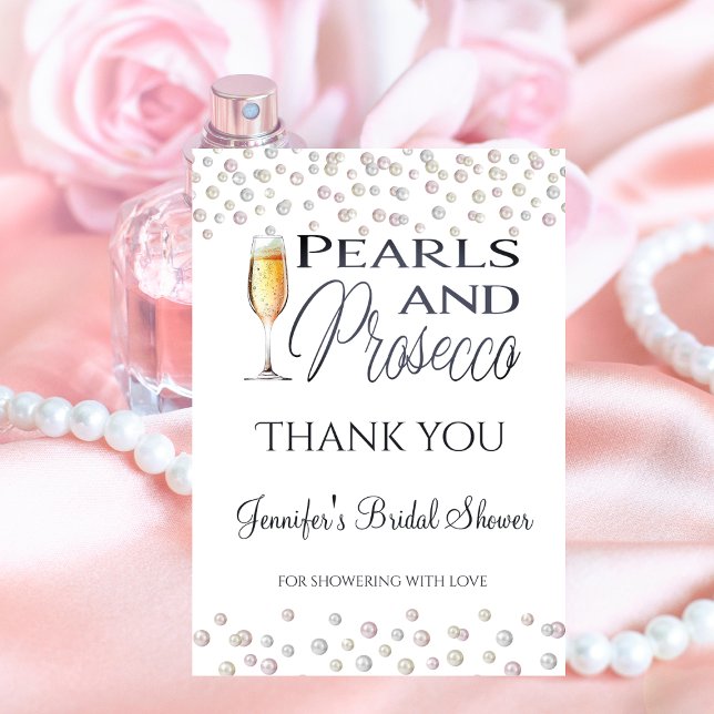 Pearls and Prosecco Bridal Shower Favor Thank You Card (Creator Uploaded)