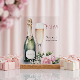 Pearls And Prosecco Bridal Shower Favors Acrylic Sign