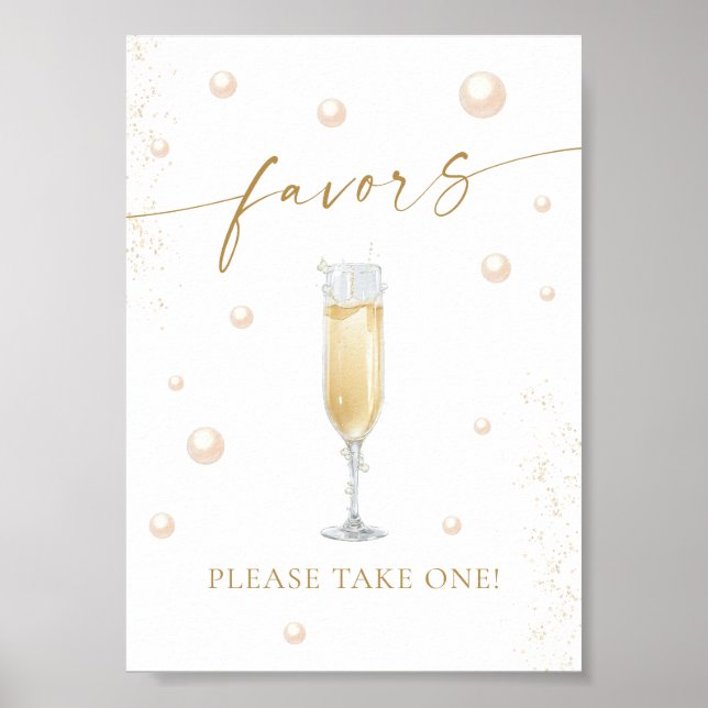 Pearls and Prosecco Bridal Shower Favors Poster (Front)