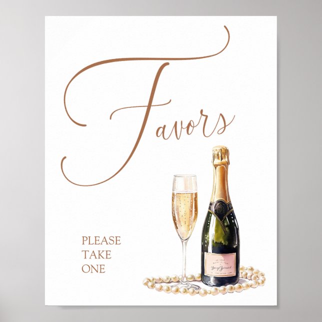 Pearls and Prosecco Bridal Shower Favors Poster (Front)