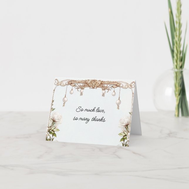 Pearls and Prosecco Bridal Shower Folded Thank You Card (Front)