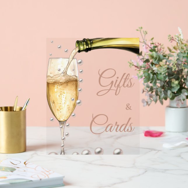 Pearls And Prosecco Bridal Shower Gifts & Cards  Acrylic Sign (Wedding)