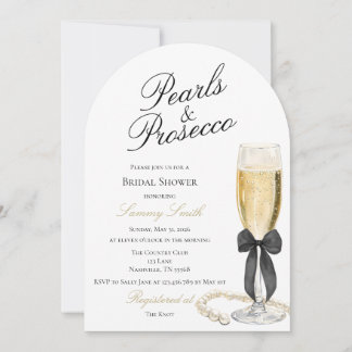 Pearls and Prosecco Bridal Shower Invitation