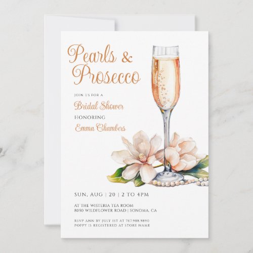 Pearls And Prosecco Bridal Shower Invitation