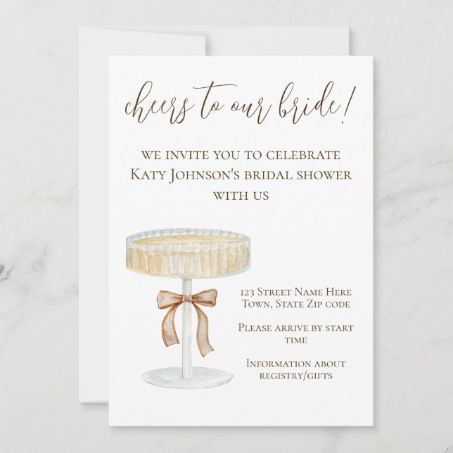 Pearls and Prosecco bridal shower invitation (Front)