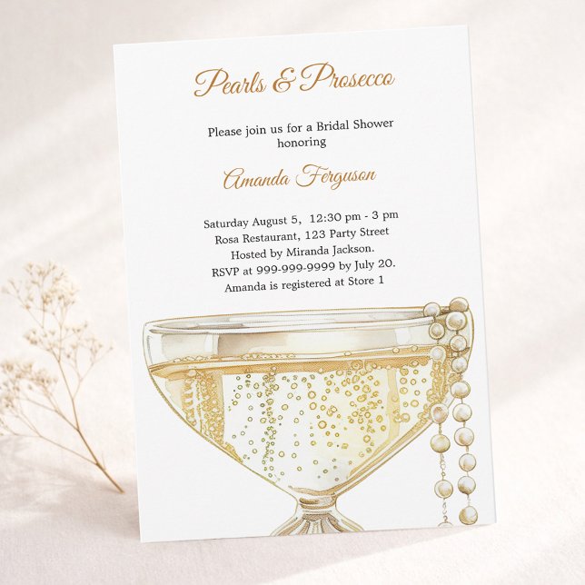 Pearls and Prosecco Bridal Shower Invitation (Creator Uploaded)