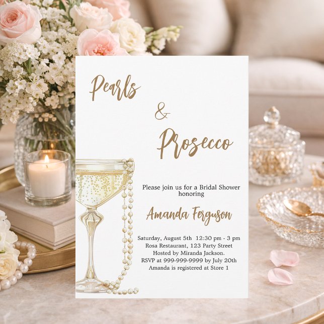 Pearls and Prosecco Bridal Shower Invitation (Creator Uploaded)