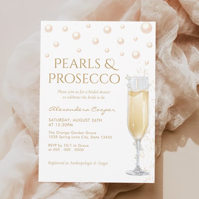 Pearls and Prosecco Bridal Shower Invitation (Creator Uploaded)