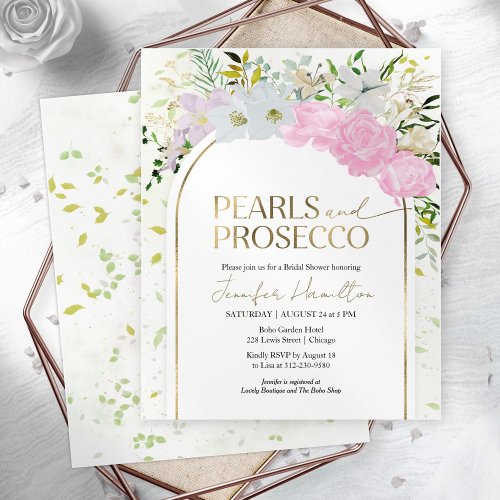 Pearls and Prosecco Bridal Shower Invitation