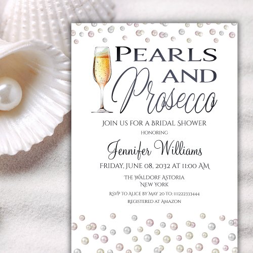 Pearls and Prosecco Bridal Shower Invitation