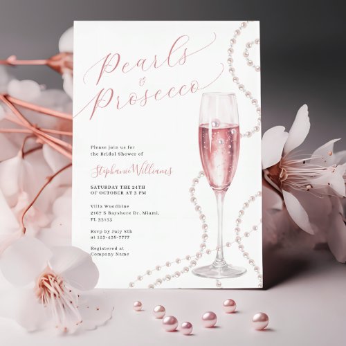 Pearls and Prosecco Bridal Shower Invitation