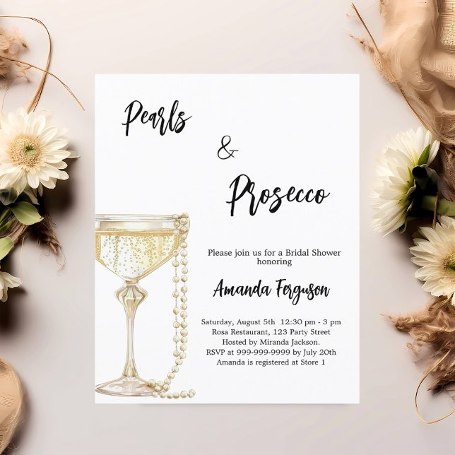 Pearls and Prosecco Bridal Shower invitation (Creator Uploaded)