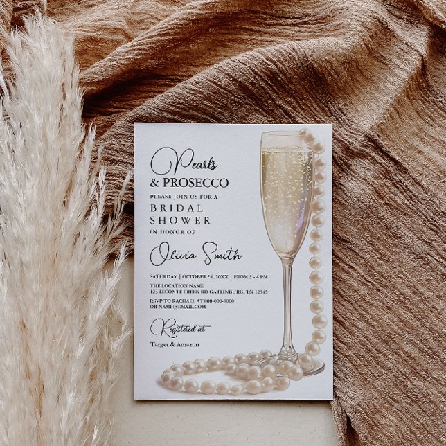 Pearls and Prosecco Bridal Shower Invitation (Creator Uploaded)