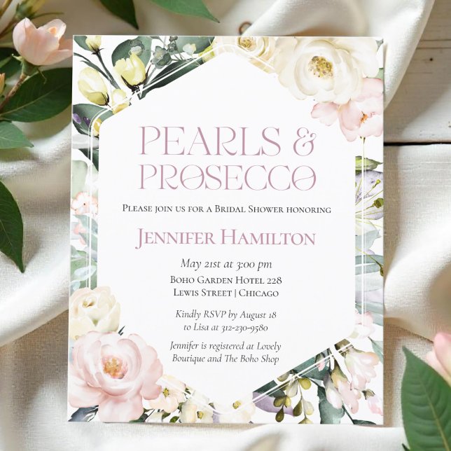 Pearls and Prosecco | Bridal Shower invitation (Creator Uploaded)