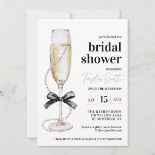 Pearls and Prosecco Bridal Shower Invitation