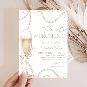 Pearls and Prosecco Bridal Shower Invitation, Pear Invitation