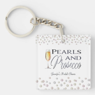 Pearls and Prosecco Bridal Shower Keychain