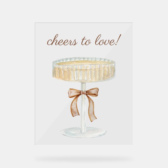Pearls and Prosecco bridal shower love cheers to  Acrylic Sign (Front)