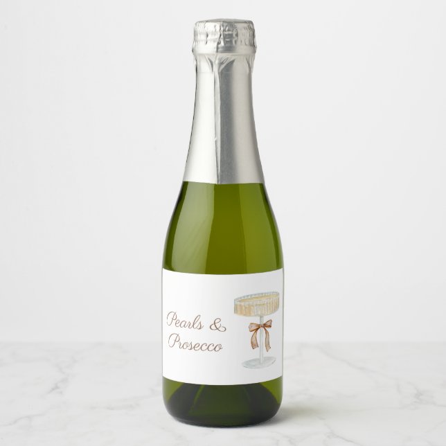 Pearls and Prosecco bridal shower love  Sparkling Wine Label (Front)