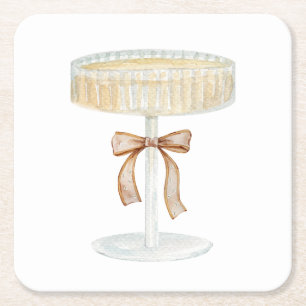 Pearls and Prosecco bridal shower love  Square Paper Coaster