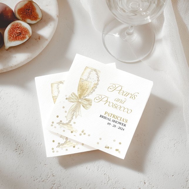 Pearls And Prosecco Bridal Shower Napkins (Creator Uploaded)