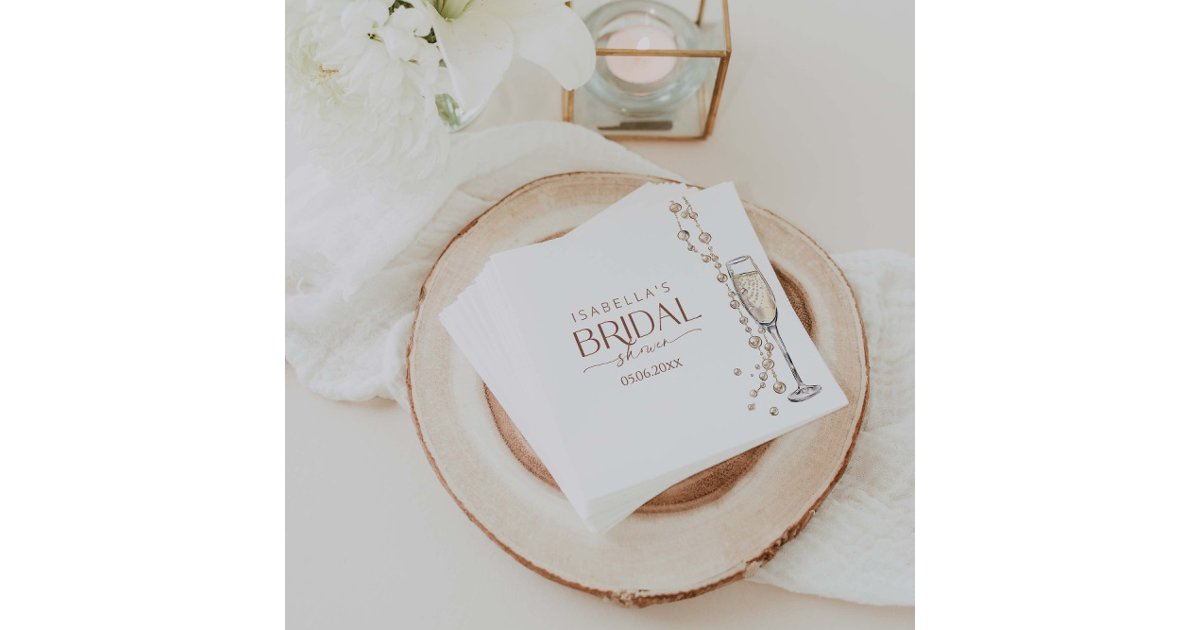 Pearls And Prosecco Bridal Shower Napkins | Zazzle