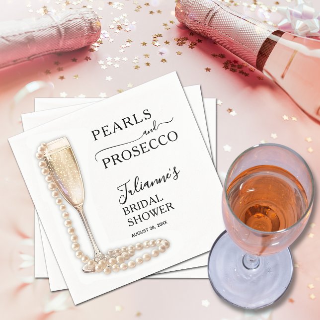 Pearls and Prosecco Bridal Shower Napkins (Pearls and Prosecco Bridal Shower Napkins)