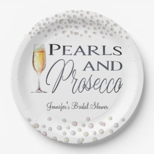 Pearls and Prosecco Bridal Shower Paper Plates