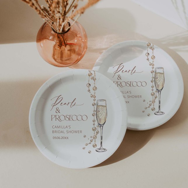 Pearls And Prosecco Bridal Shower  Paper Plates (Creator Uploaded)