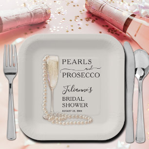 Pearls and Prosecco Bridal Shower Paper Plates