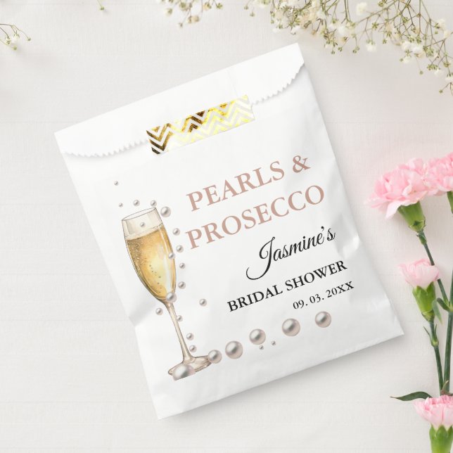 Pearls And Prosecco Bridal shower Party Favor Bag (Sealed)
