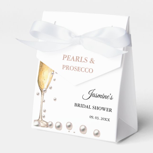 Pearls And Prosecco Bridal shower Party Favor Boxes (Front Side)