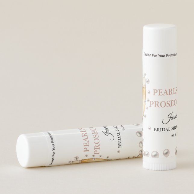Pearls And Prosecco Bridal shower Party Lip Balm (Front)