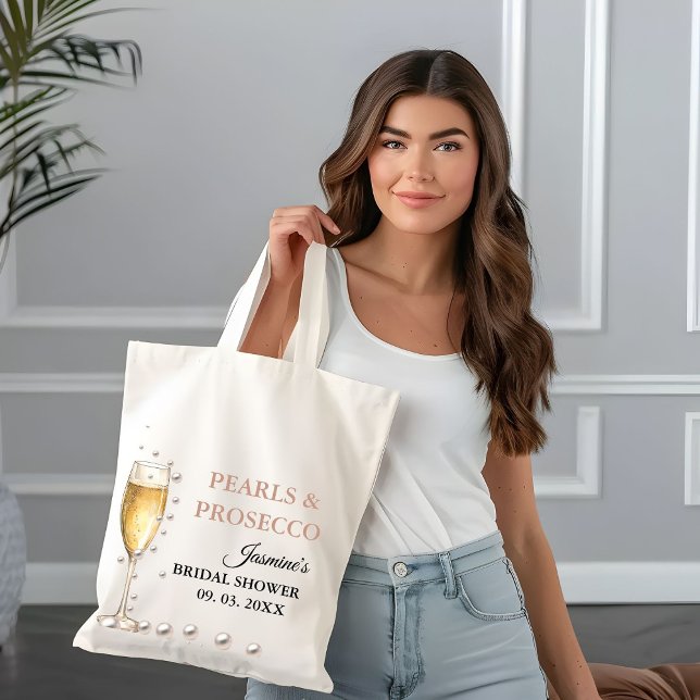 Pearls And Prosecco Bridal shower Party Tote Bag (Creator Uploaded)